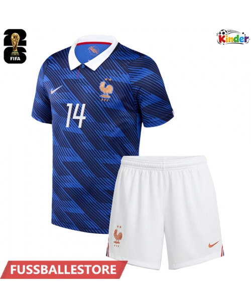 Günstige Frankreich Adrien Rabiot #14 Heimtrikotsatz Kinder WM 2026 Kurzarm (+ Kurze Hosen)